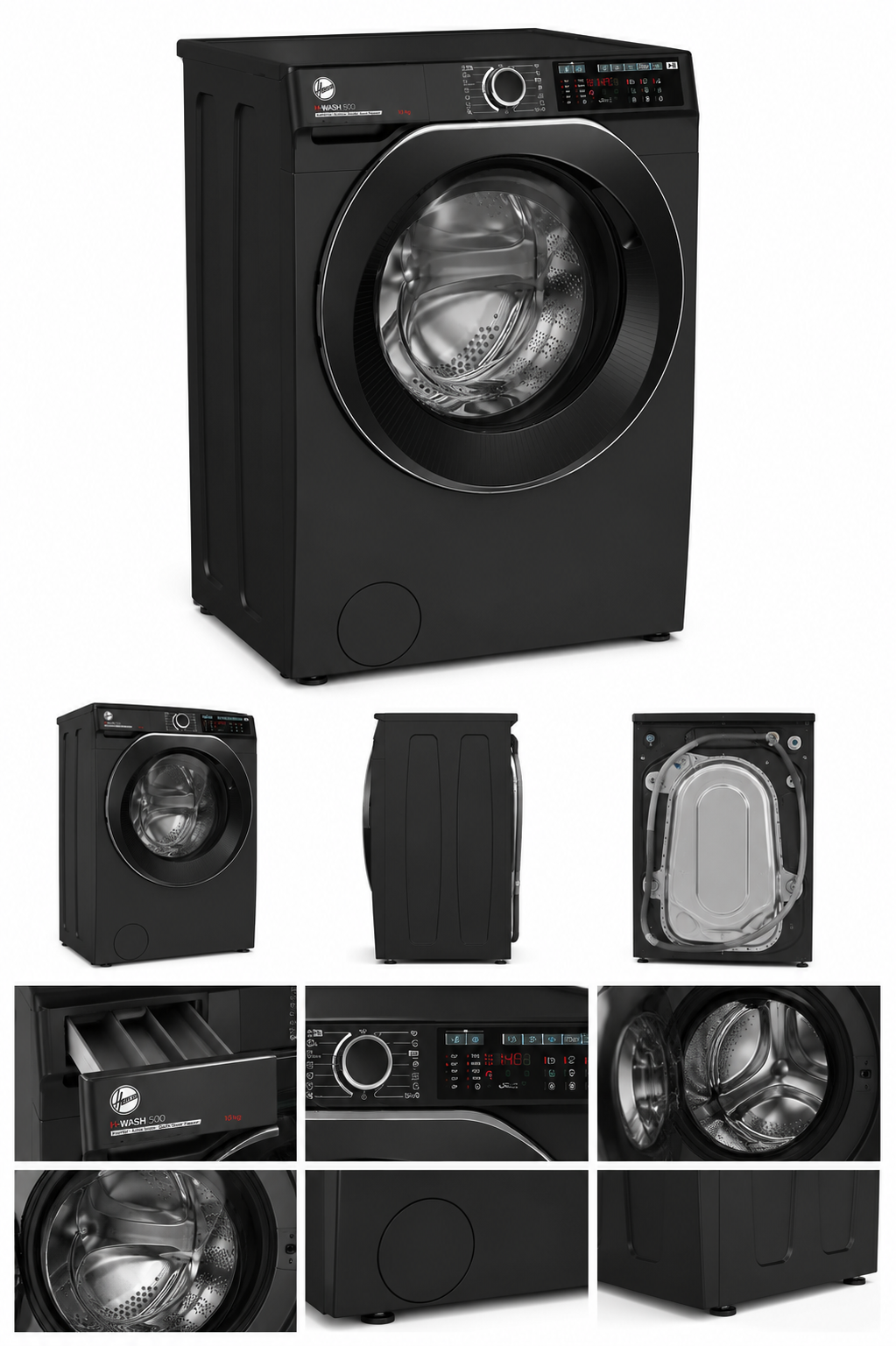 Hoover 10KG Front Load Washing Machine 1400RPM Weight Sensor Steam Care Inverter A+++ Black – HW 410AMBCB/1-80 | HW 410AMBCB/1-80 Hoover 10KG Front Load Washing Machine 1400RPM Weight Sensor Steam Care Inverter A+++ Black – HW 410AMBCB/1-80 | HW 410AMBCB/1-80